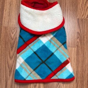 Plaid Dog Coat with Red Trim
